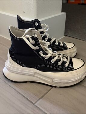 Converse Black and White High-Top Platform Sneakers